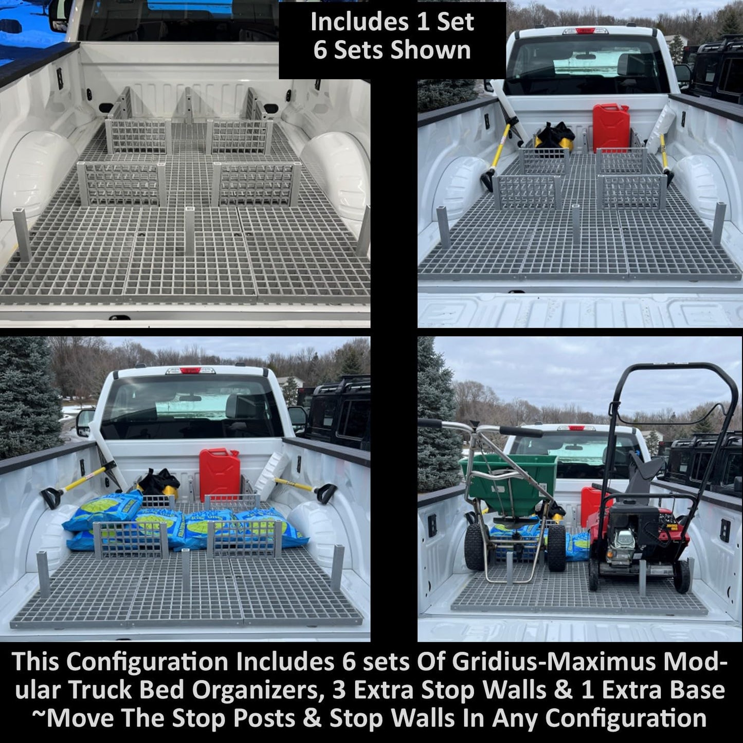 Keyfit Tools Truck Bed Organizer Gridius-Maximus (1 Set) Professional Contractor Grade Cargo System Modular Divider Trunk SUV Trailer Expandable Storage Secure Loads Custom Ridged Upgrade Net Or Bar