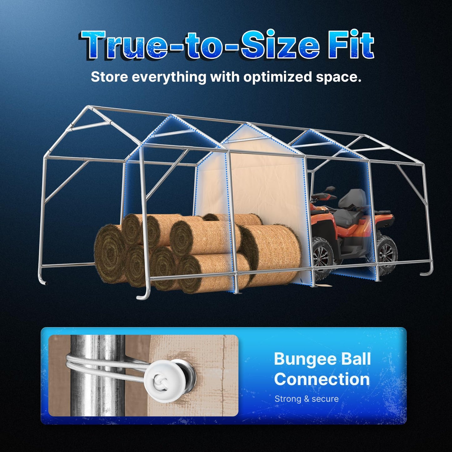 ADVANCE OUTDOOR Heavy Duty 10X20 ft Carport Outdoor Patio Portable Canopy Storage Shelter Shed with 2 Rolled up Zipper Doors & Vents for Snowmobile Garden Tools, Beige