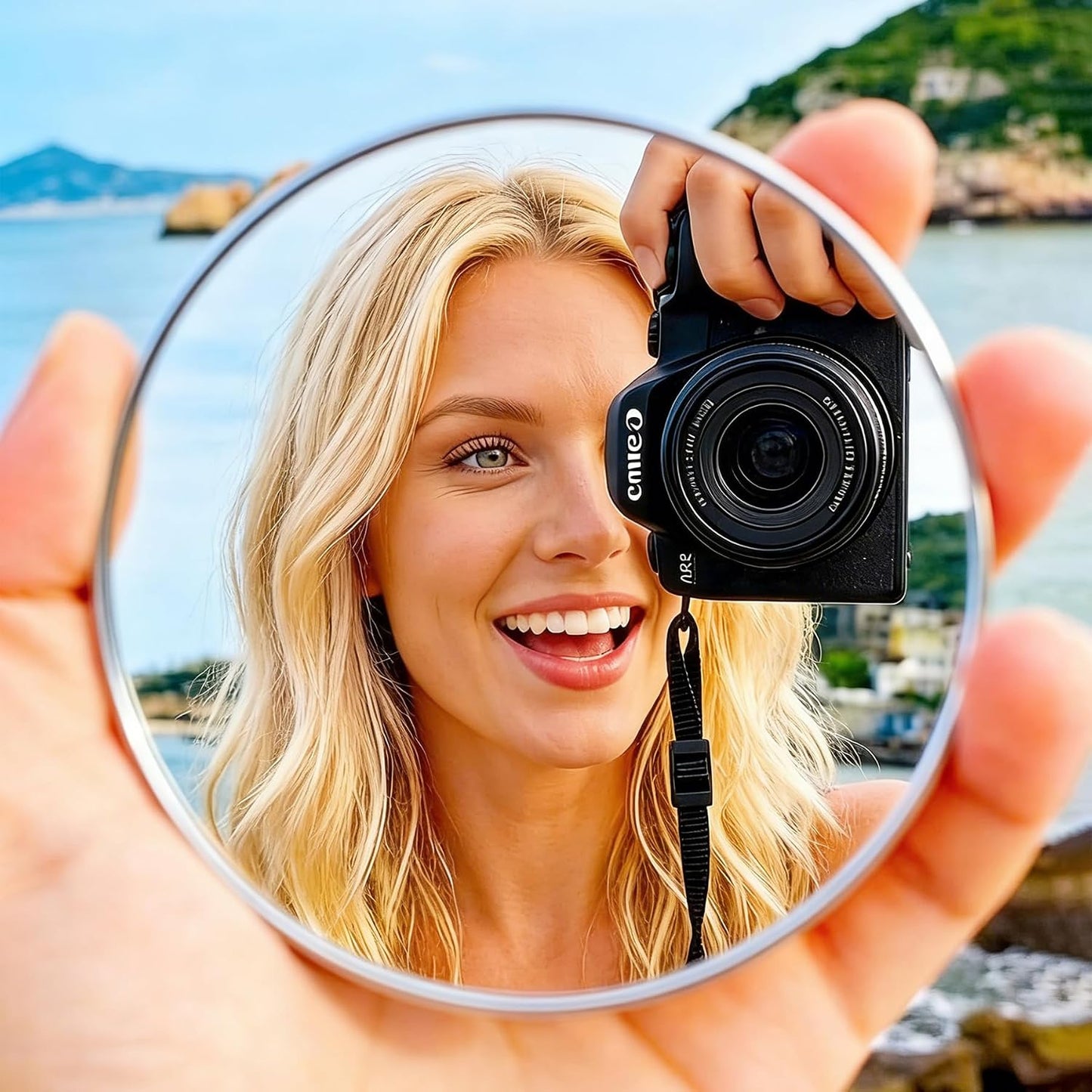 biwink Selfie(3.74in) Handheld Selfie Convex Mirror - No Need Selfie Stick, Travel Must Have Photography Viewfinder
