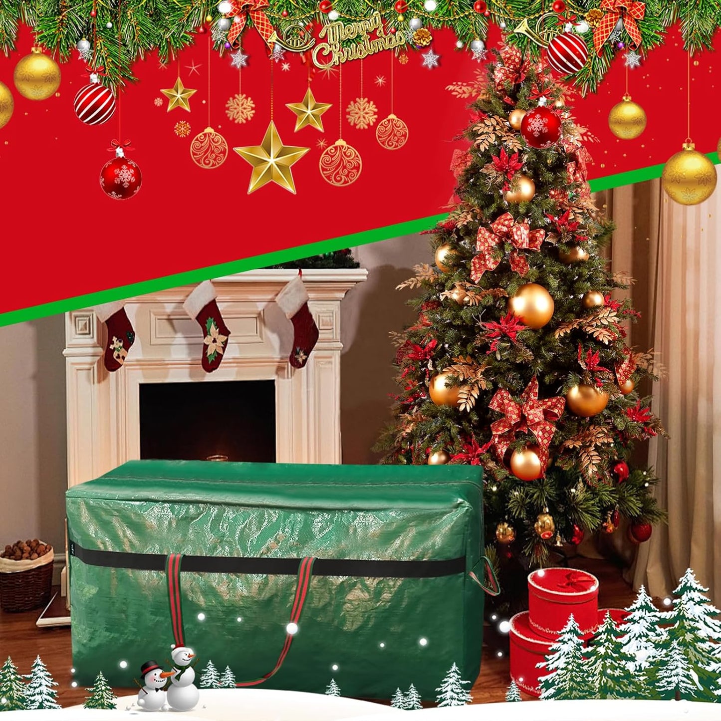 Regine Christmas Tree Storage Bag - Waterproof & Tearproof for 7FT/6FT Trees | Easy Transport & Organization