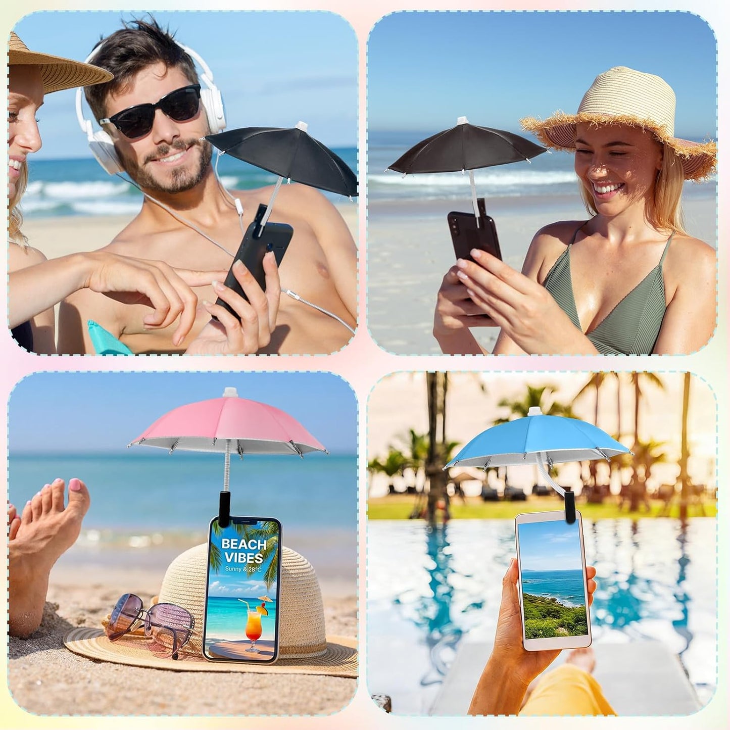 6 Sets Summer Flutesan Phone Umbrella for Sun Phone Umbrella Cell UV Protection Anti Glare Sun Shade Adjustable