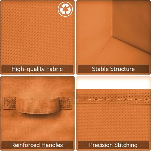 Granny Says Cube Storage Bins - 11 Inch Fabric Organizers with Handles | 6-Pack in Yellow & Orange