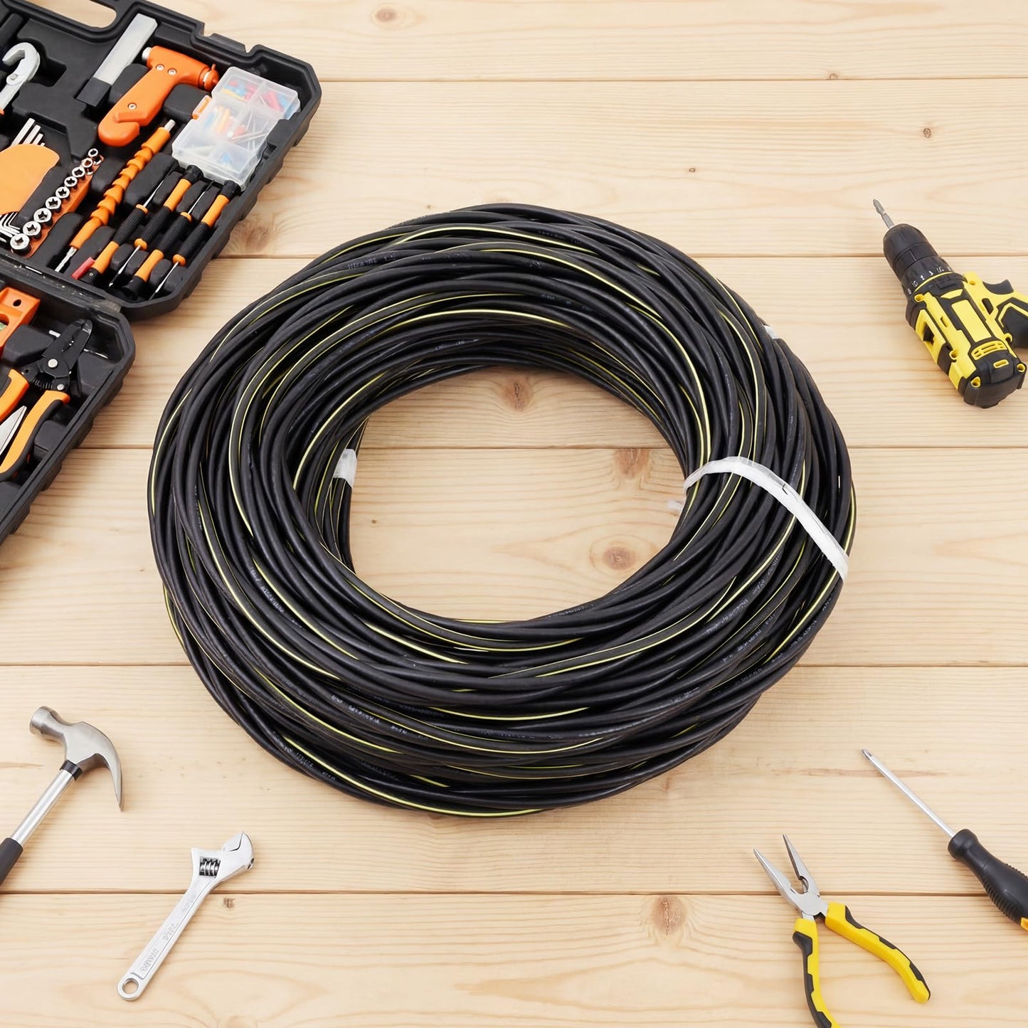 BreezeHug 100Ft 4/0-4/0-2/0 Aluminum URD Direct Burial Cable, 3-Conductor 600V, 19-Strand, XLPE Insulation Service Cable, Direct Burial Wire for Outdoor& Conduit