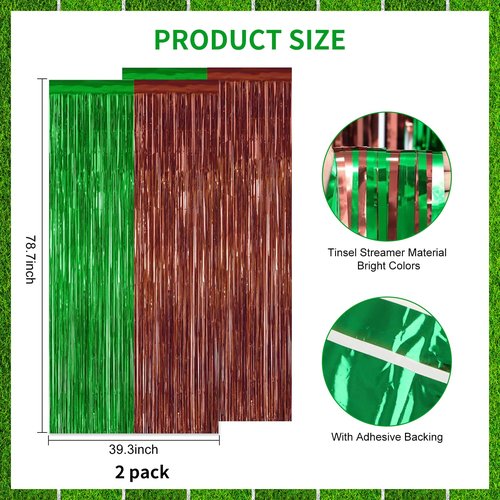 Football Party Decorations 25Pcs Brown Green Football Curtains Pre-Assembled Banner Hanging Swirl Spirals for Football Game Day Sunday Night Photo Booth Backdrops Theme Birthday Party Supplies Decors