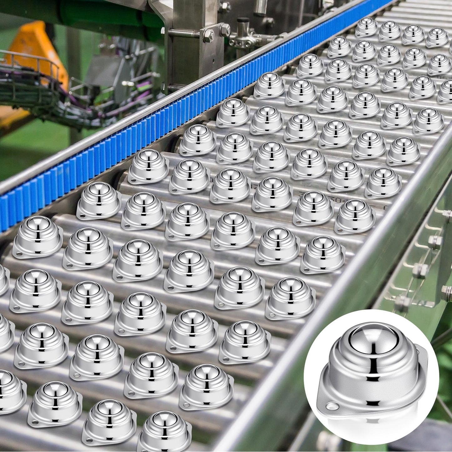 Gisafai 100 Pcs Roller Ball Transfer Bearing Carbon Steel Round Ball Transfer Unit Universal Casters for Conveyor Roller Stand Transmission System Furniture (1")
