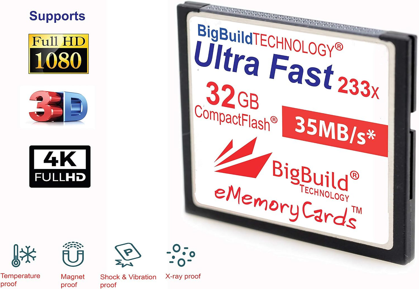 BigBuild Technology 32GB 35MB/s 10D/20D/30D/40D/50D/1D/1Ds/5D/5Ds/7D eMemoryCards Ultra Fast CompactFlash memory card
