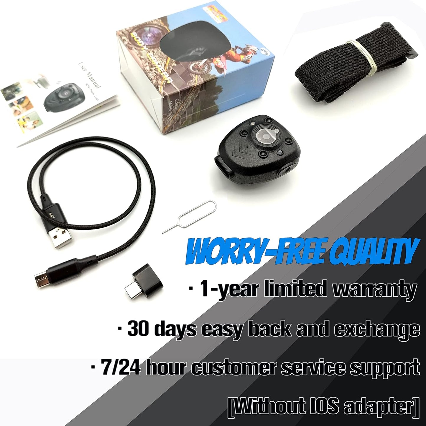 Muayb 64GB 1080P 6 Body Camera Police Civilians Patrol Portable Body Mounted Camcorder Night Vision Hours Battery Life