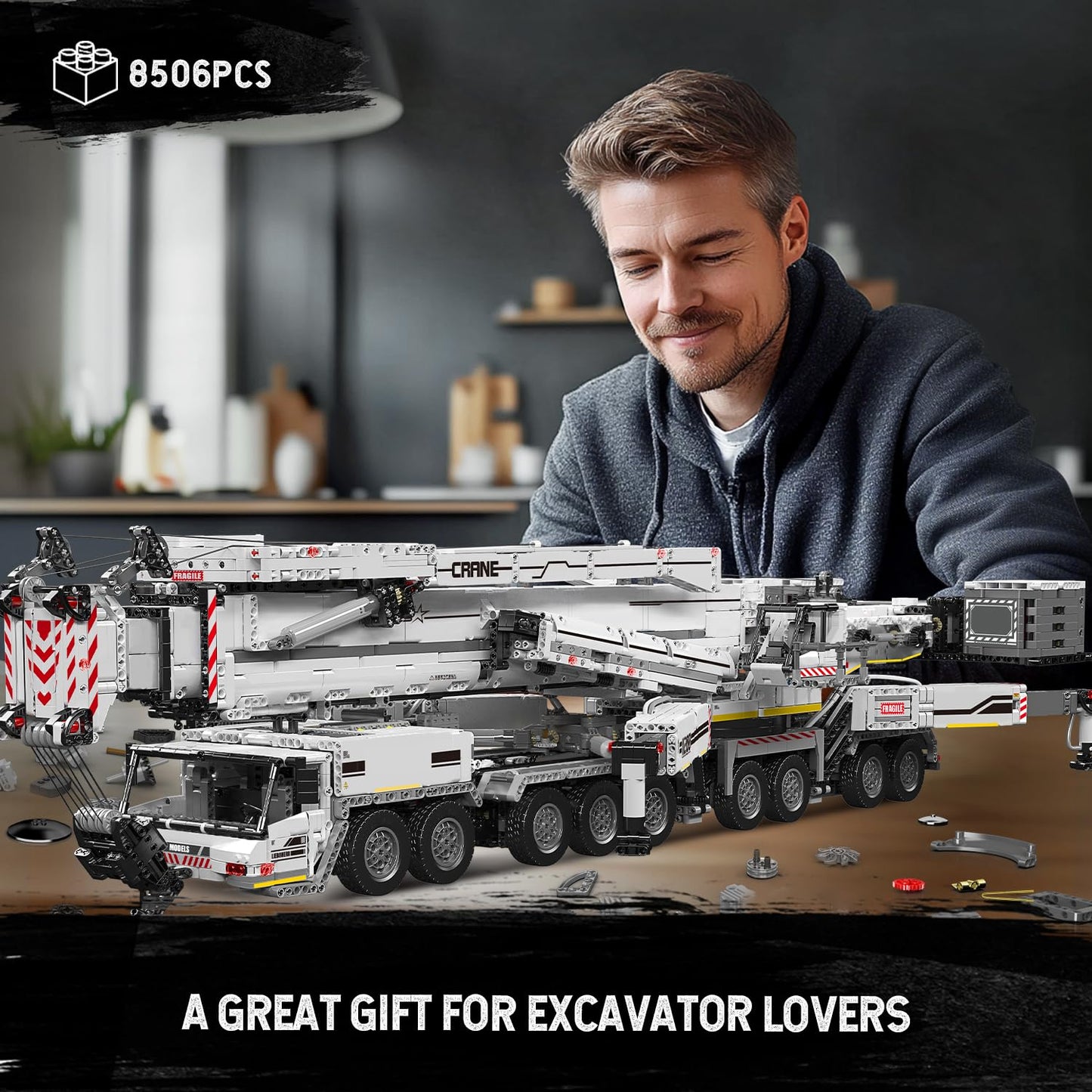 Mould King Heavy Crane Building Kit, 8506 Pieces Large Crane Truck Model Kit with 20 Motors, APP Control Advanced Engineering Vehicles for Adults, Youth