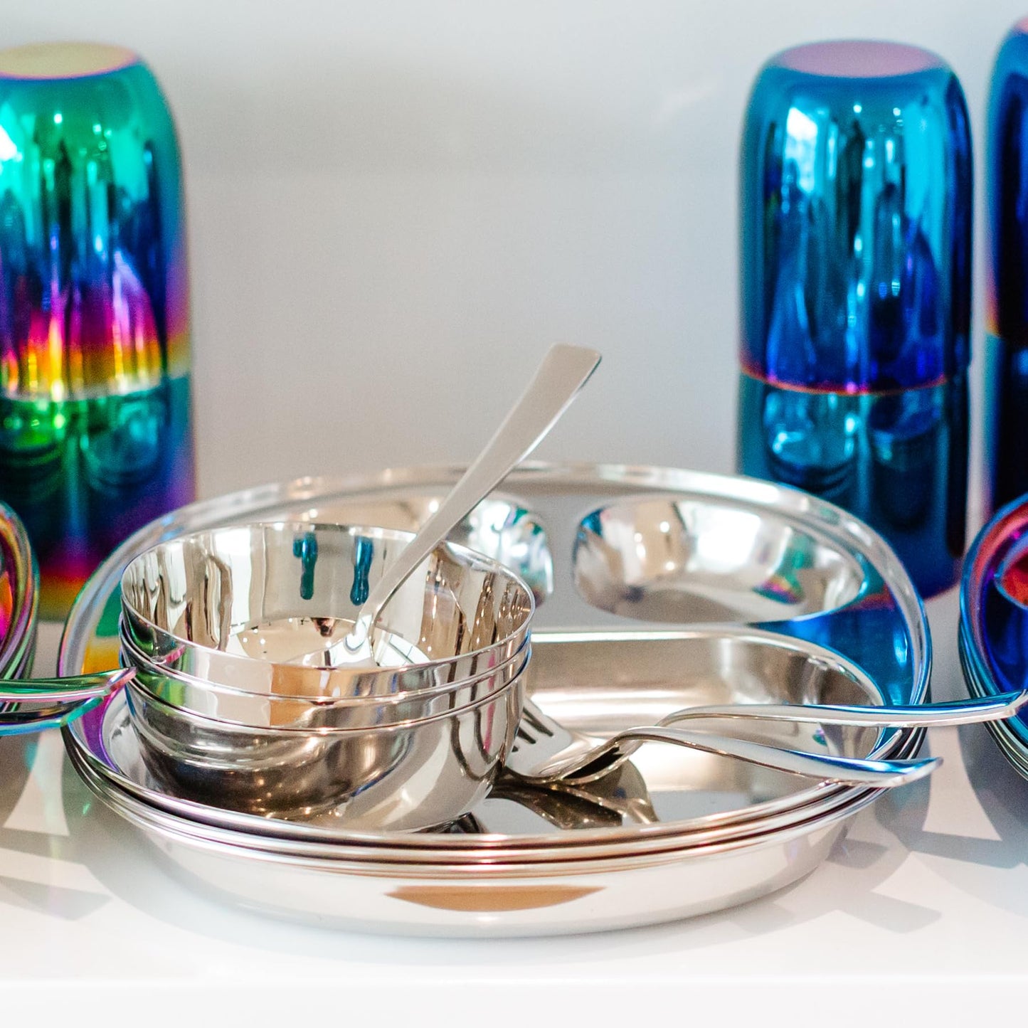 Ahimsa Stainless Steel Kids Utensils Set, Pediatrician Designed, Premium Kids Silverware, Non Toxic, Dishwasher Safe, Big Kid Fork and Spoon