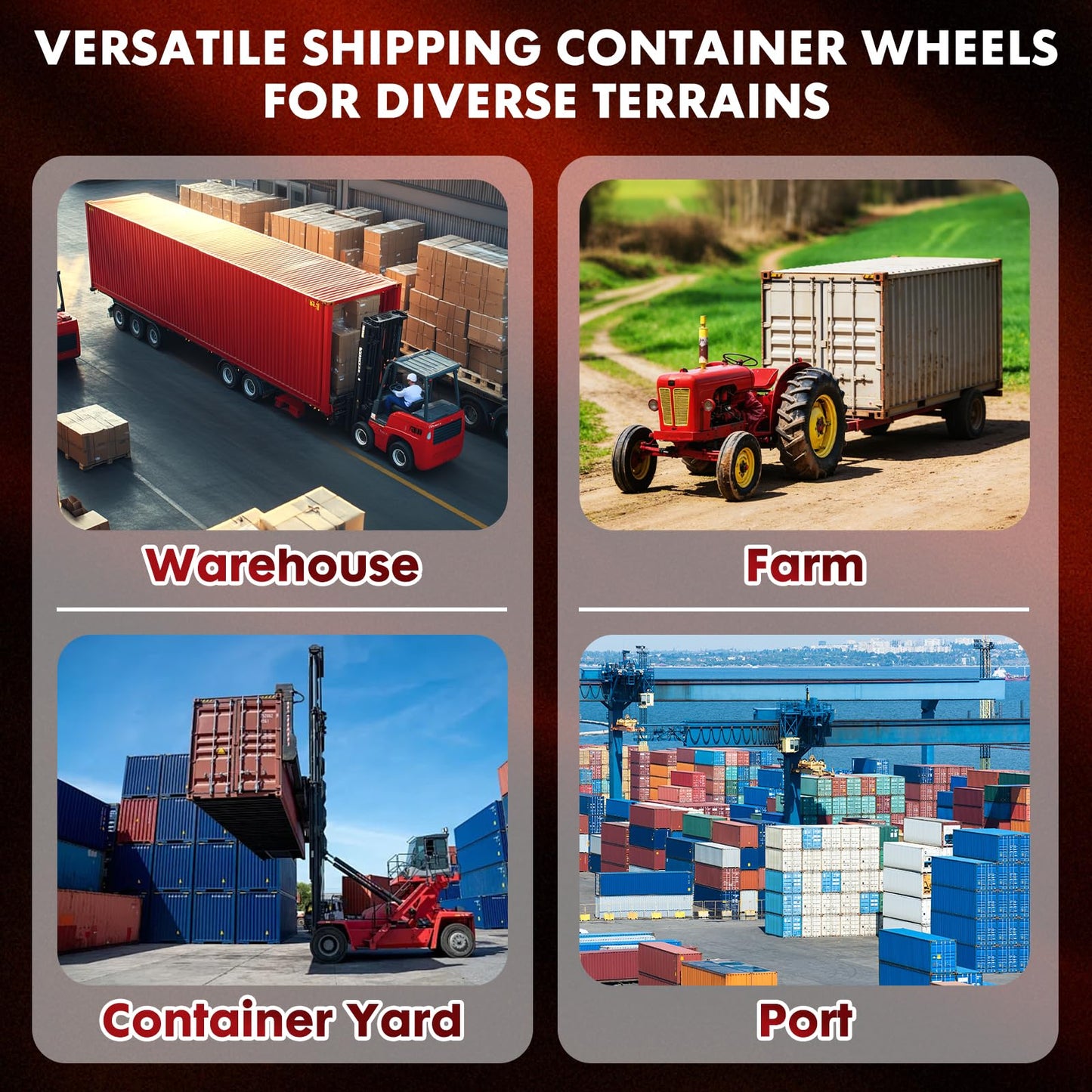 2 Pack Shipping Container Wheels Kit- 8 Lug Wheels, Heavy Duty Shipping Container Accessories, Shipping Container Axles with 2 Ratchet Tie Downs for Moving 20-40ft Shipping Container,8800 Lbs Capacity