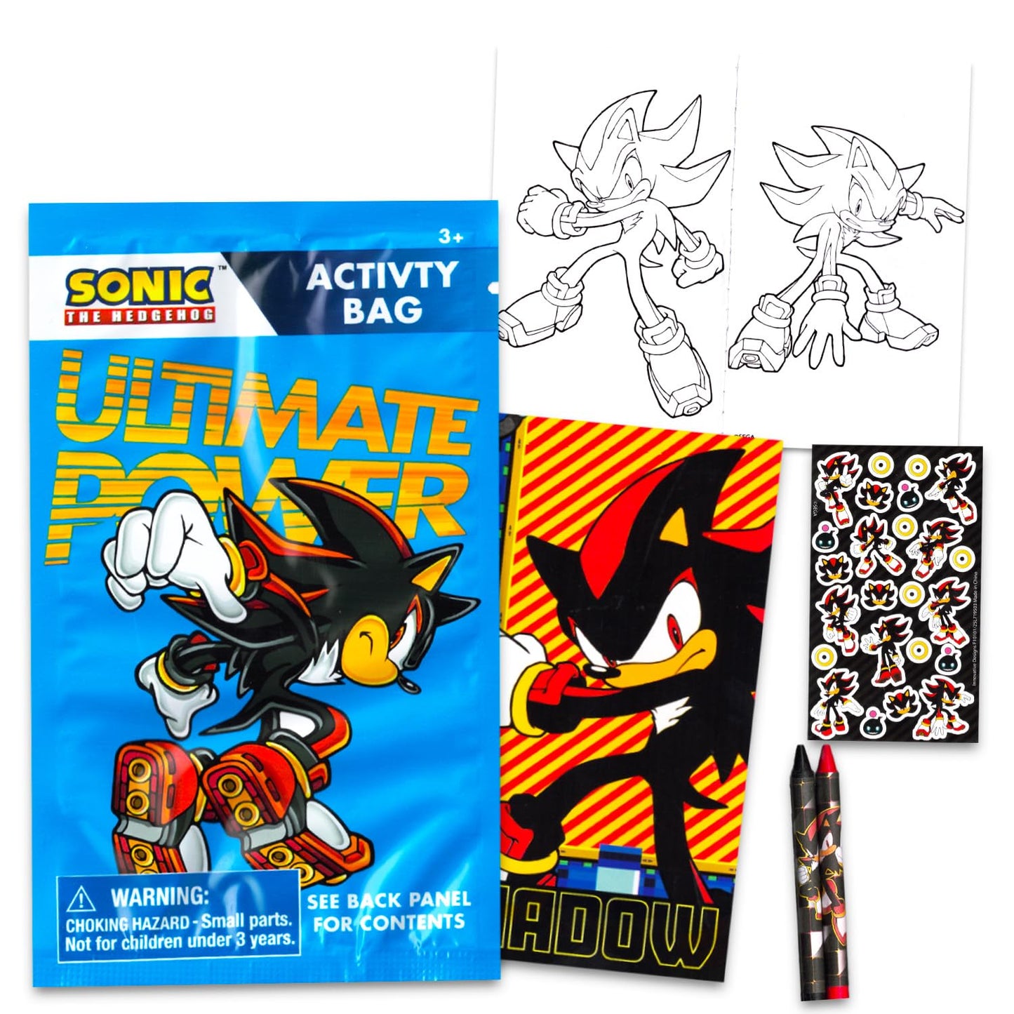 Sonic The Hedgehog Shadow the Hedgehog Birthday Party Favors Set - Bundle with 24 Shadow Play Packs | Mini Coloring Books, Stickers, and More for Goodie Bags | Shadow Party Supplies