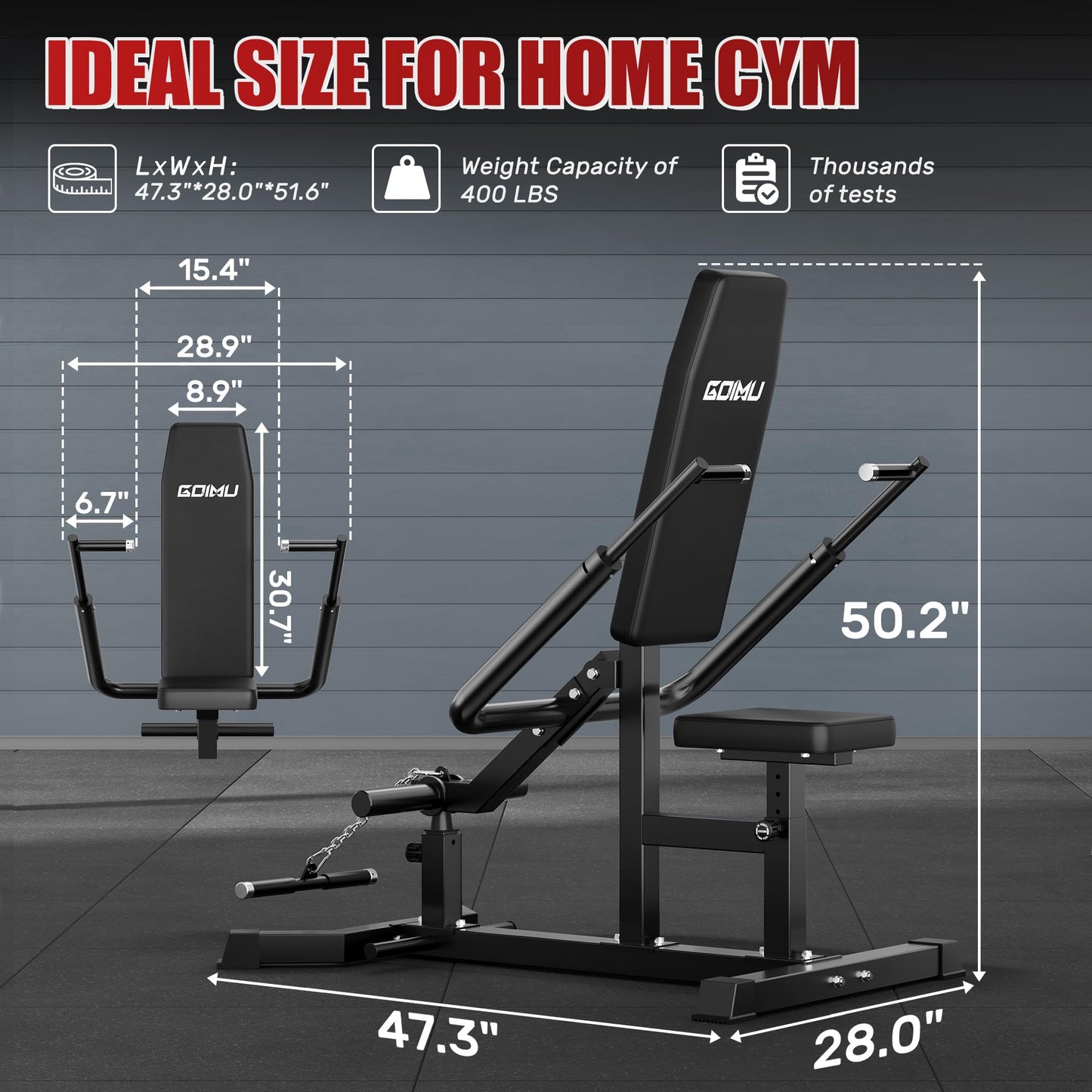 Goimu SD01 Seated Dip Machine, 400LBS Strength Training Upper Body Machine with Tricep Dip Press & Cable Bar for Home Gym, Compact Design for Chest, Biceps, and Triceps Workout (Black)