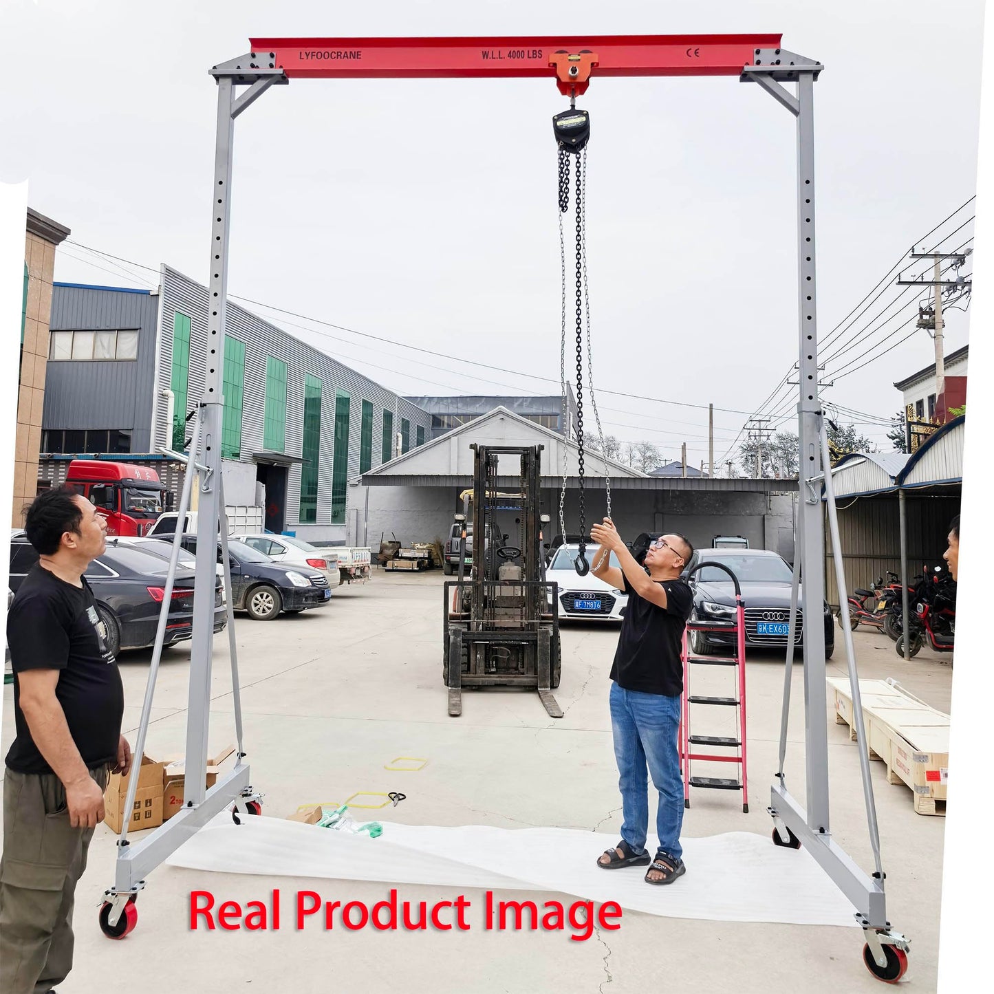 Width 10.5 FT Adjustable Gantry Crane 4000 LB Capacity, Height Adjustable Gantry 9.85 FT ~ 10FT ~ 12 FT~12.5 FT~13.90 FT, Portable Gantry Hoist 2T, Garage Crane with Hoist and Rigging Kit (10.5 FT)