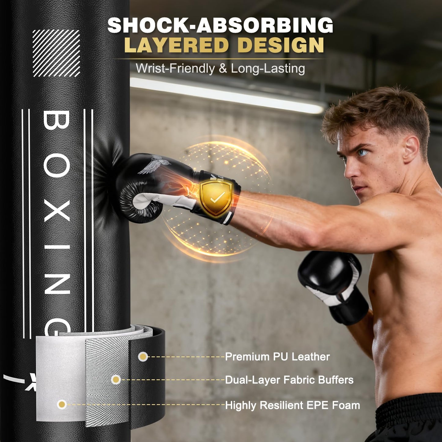 XDDIAS 67"/70'' Freestanding Punching Bag, Heavy Boxing Bag, Adult/Men Stand Kickboxing Bag for MMA Martial Arts Boxing Traning