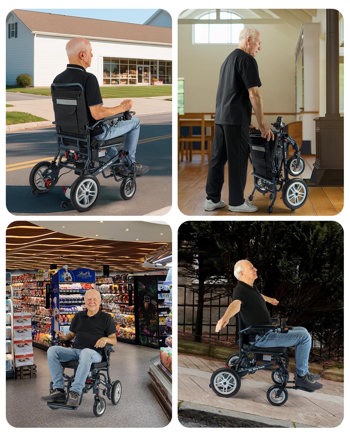 TOPIOM Electric Wheelchairs for Adults, Lightweight Foldable Motorized Electric Wheelchair for Seniors All Terrain Wheelchairs, 330lbs Support Brushless Motor & Airline Approval