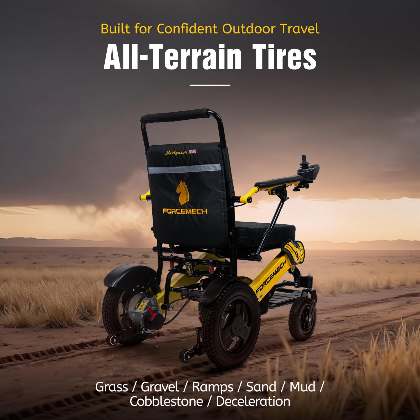 Forcemech All Terrain Electric Wheelchairs for Adults Lightweight Foldable 2026 New Model Navigator Pro - Power Motorized Wheelchair Airline Approved 18 Miles, Electric Wheelchair 400 Lbs Capacity