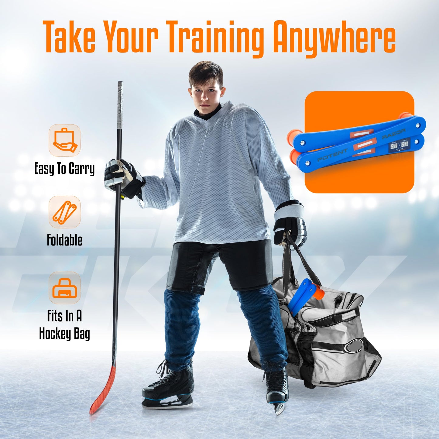 Next-Gen Robotic Stickhandling Trainer – Razor Dangler 2.0 by Potent Hockey - Advanced Hockey Training Equipment to Improve Stick Handling, Puck Control, Speed & Reaction Time