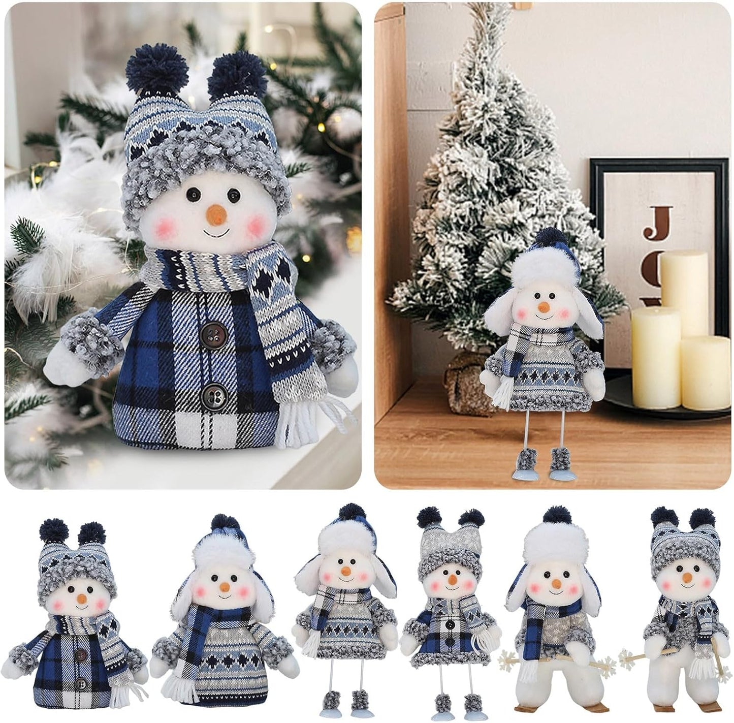 Skiennix Cute Snowman Plush Doll - Handmade Christmas Decoration for Winter Home | White Boy