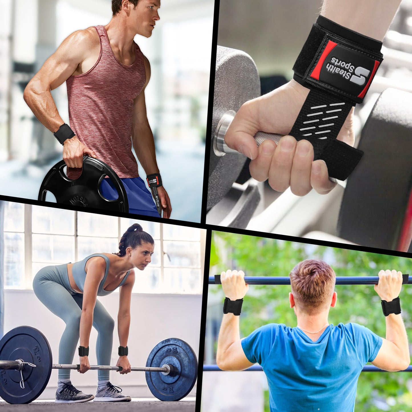 Stealth Sports Weight Lifting Straps – Wrist Wraps Straps for Weightlifting, Fitness, Powerlifting, Bodybuilding – Anti-Slip Deadlift Straps – Heavy-Duty Wrist Wraps with Neoprene Padding