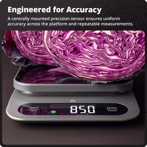 Greater Goods Digital Food Scale - High-Capacity 10kg/22lb Kitchen Scale with 1g Precision | Stainless Steel Platform & Hi-Def LCD