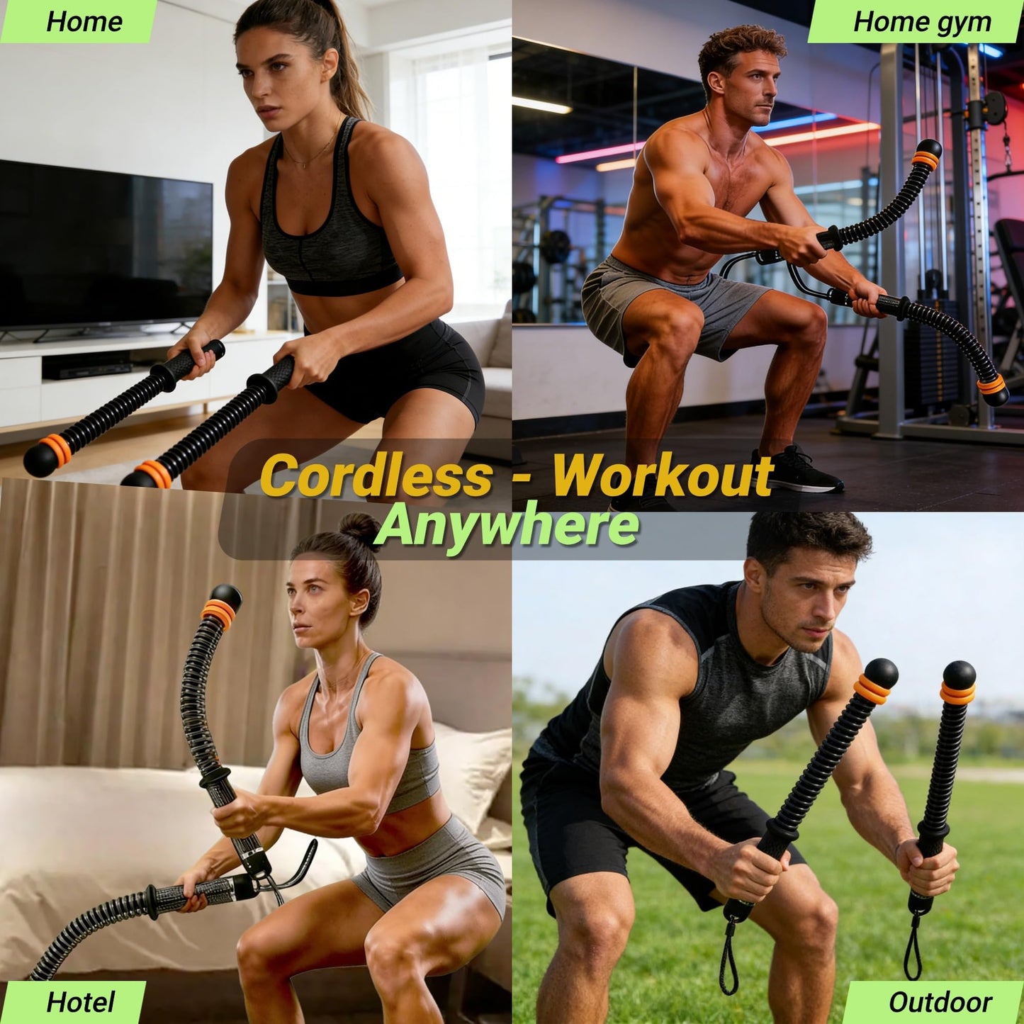 Adjustable Weighted Ropeless Battle Ropes, Portable Arm Exerciser Rope for Home Gym - HIIT, Power sports & High-Intensity Interval Training, Portable Workout Equipment for Men & Women(Black)