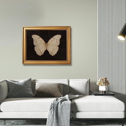 Gold Framed Vintage Butterfly Canvas Print - Elegant Nature Wall Art for Living Room | 12x16 Inch