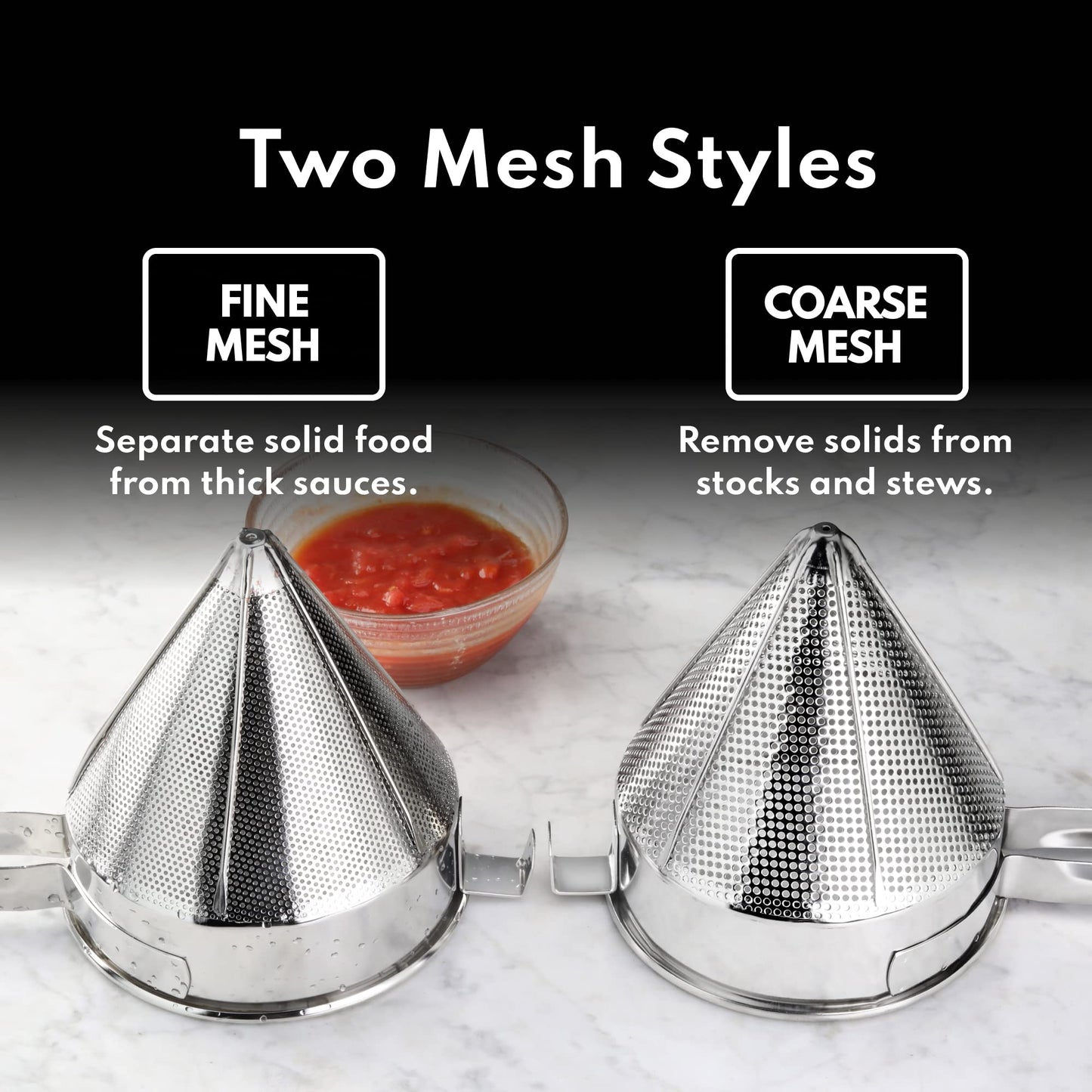 New Star Foodservice 537478 18/8 Stainless Steel China Cap Strainer (7-Inch, Fine Mesh)