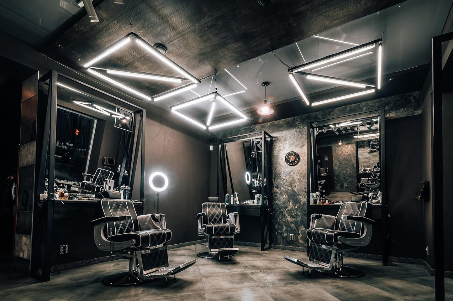 CHNYWORK 8ftx6ft Modern Stylish Barber Shop Backdrop Hairdresser's Workplace Hair Salon Hairstylist Haircut Barber