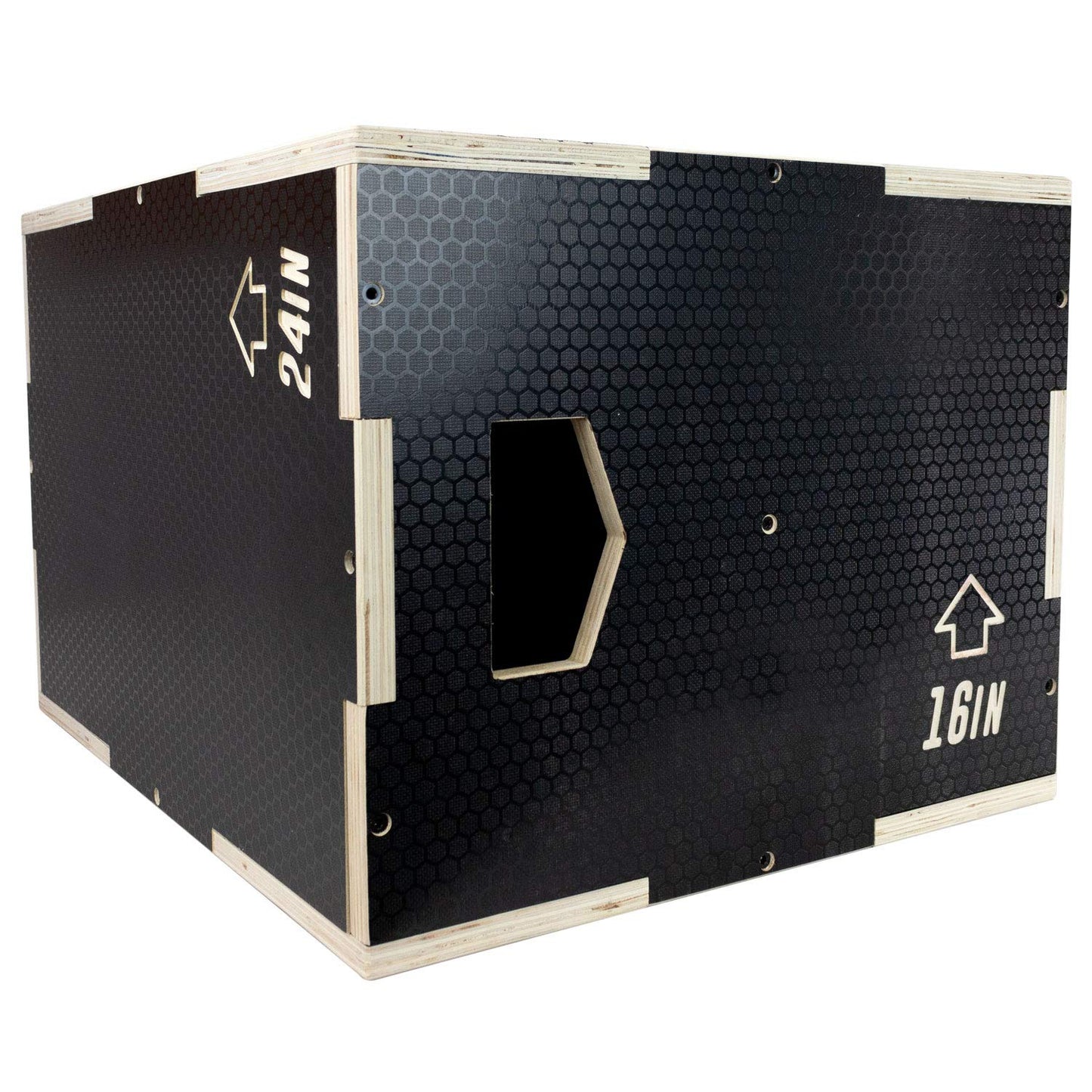 Ultra Fitness Gear Wooden Plyo Box, 31 Plyometric Jump Training Squat, Step Up, Jumps & More Workout Size S, M, L, XL, Home Gym Exercise Equipment (Black Anti-Slip, Large 24/20/16)