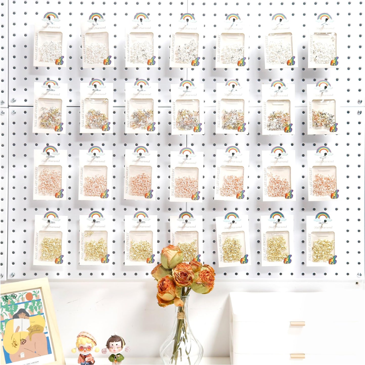 HUHOLE 50-Pack Silver Pegboard Hooks 2 Inch, Heavy Duty Matte Finish Metal Peg Board Hangers, Fits 1/8" & 1/4" Boards, Rust-Resistant Organizer for Garage, Shop, Workbench & Retail Display