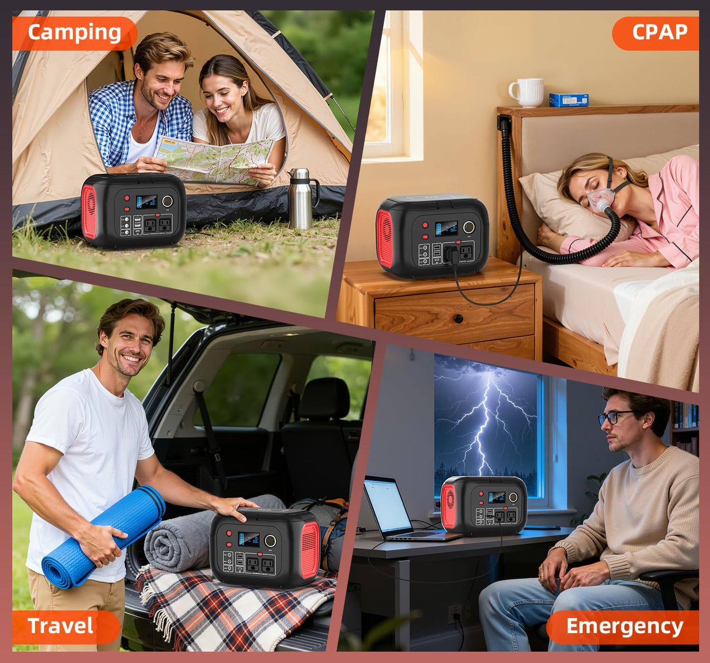 ENOFLO Portable Power Station 300W, 228Wh Solar Generator with 110V Pure Sine Wave AC Outlet, Backup Lithium Battery Generator for CPAP Outdoor RV Camping Emergency Home Use