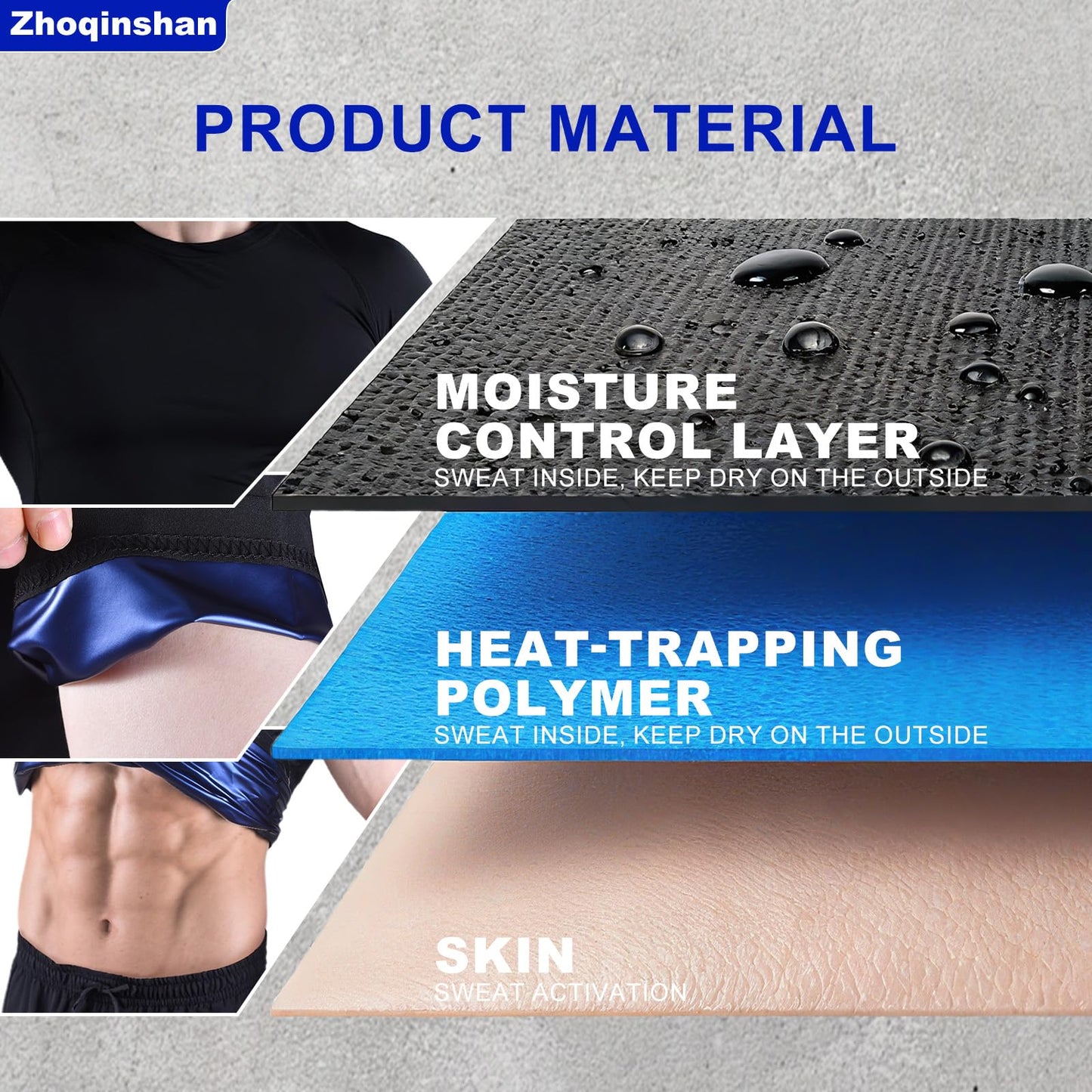 Zhoqinshan Sauna Sweat Suits Shirt Workout Gym Exercise Waist Trainer for Men (black, XL)