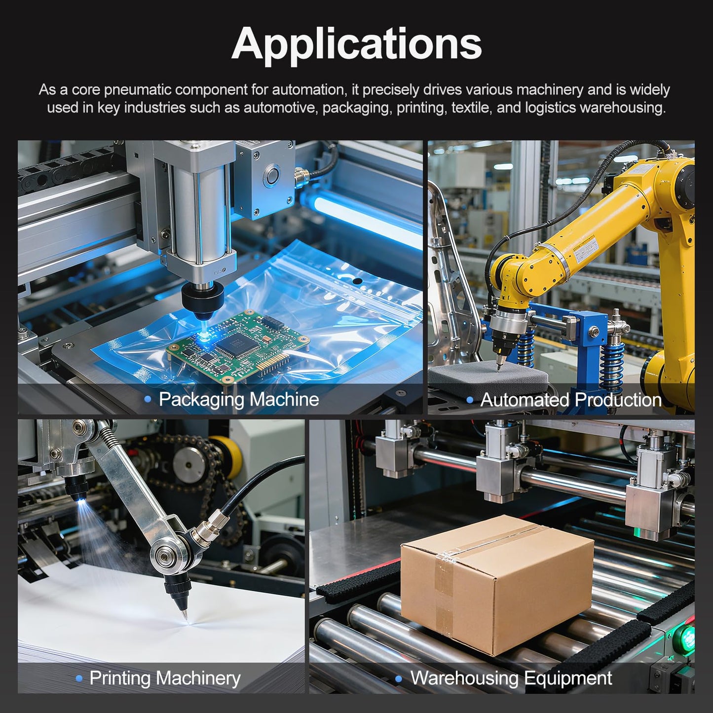 Baomain 10 Station Solenoid Valve Manifold, 110V AC 5 Way 2 Position Pneumatic Air Valve, Ten Solenoid, 1/4" PT Port, Includes Manifold Base & Mufflers, 4V210-08