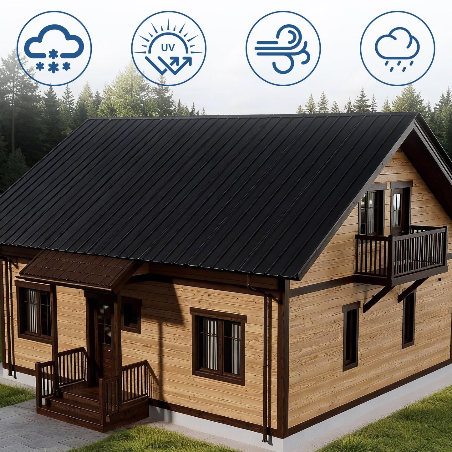 18 Pcs Metal Roof Panels, 18"×43" Metal Siding Panels with 200 Screws and Glove, Corrugated Roofing Panel, for Garages, Sheds, Chicken Coop, Patio, Black