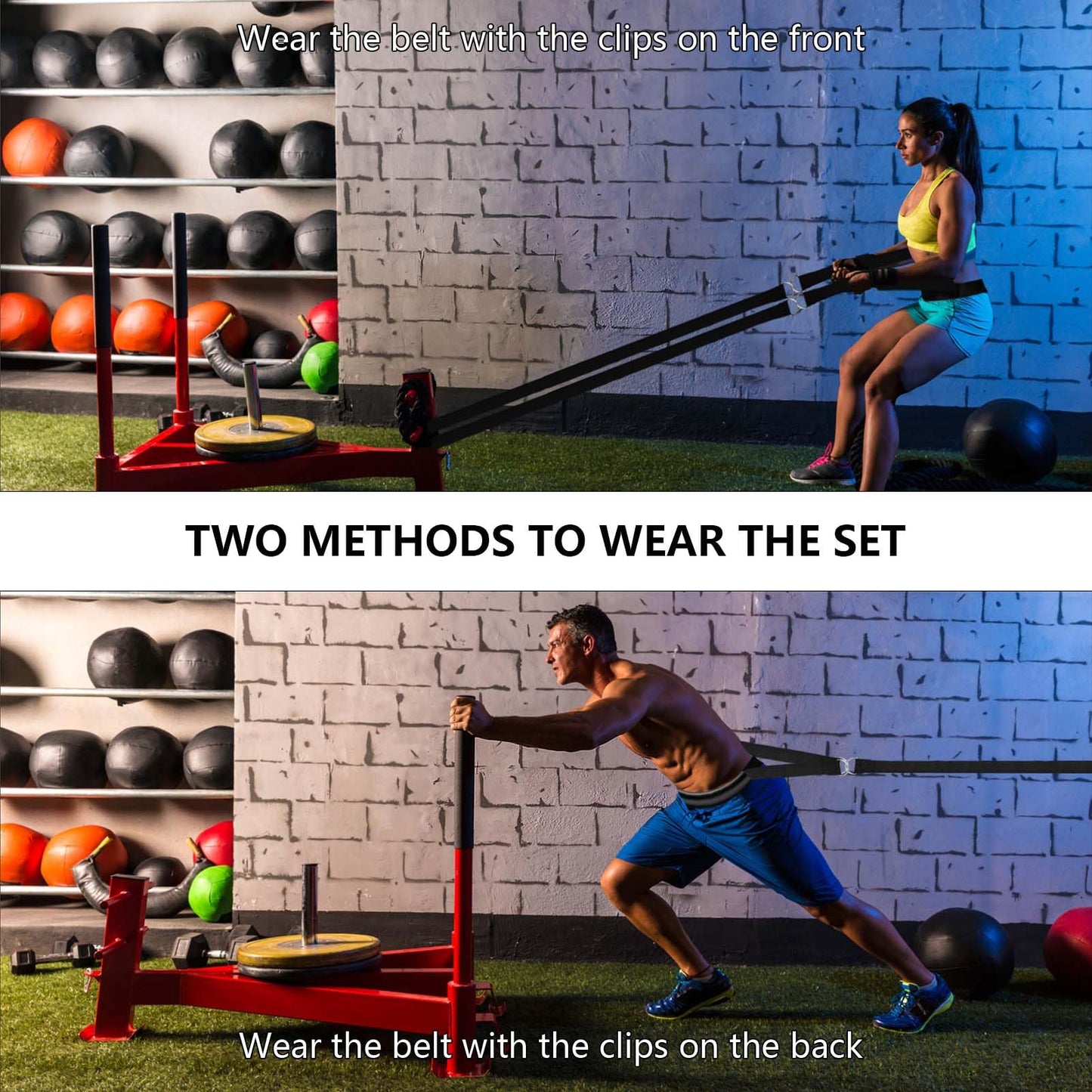 Tuyzhrymlic Sled Pulling Belt Set, Adjustable Waist Training Belt with Pulling Rope for Strength Agility Power Training to Help Full Body Building