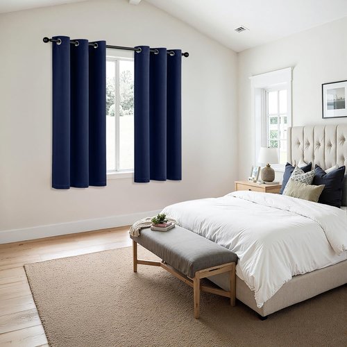 MIULEE Navy Blue Blackout Curtains - Thermal Insulated Room Darkening Drapes | 64-Inch Length, 2 Panels