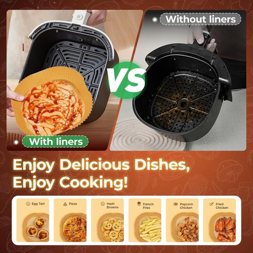 **Air Fryer Liners | 150 Pcs Unbleached Parchment Paper - Non-Stick & Waterproof for 5-8 QT Baskets**