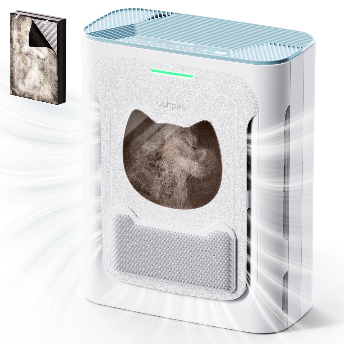 uahpet Pet Air Purifier, H13 HEPA Filter for Pet Hair, Dander & Odors, 2100 Sq Ft Coverage, Plug & Play No WiFi Required, Clog-Resistant Intake, Washable Pre Filter, Quiet 25dB
