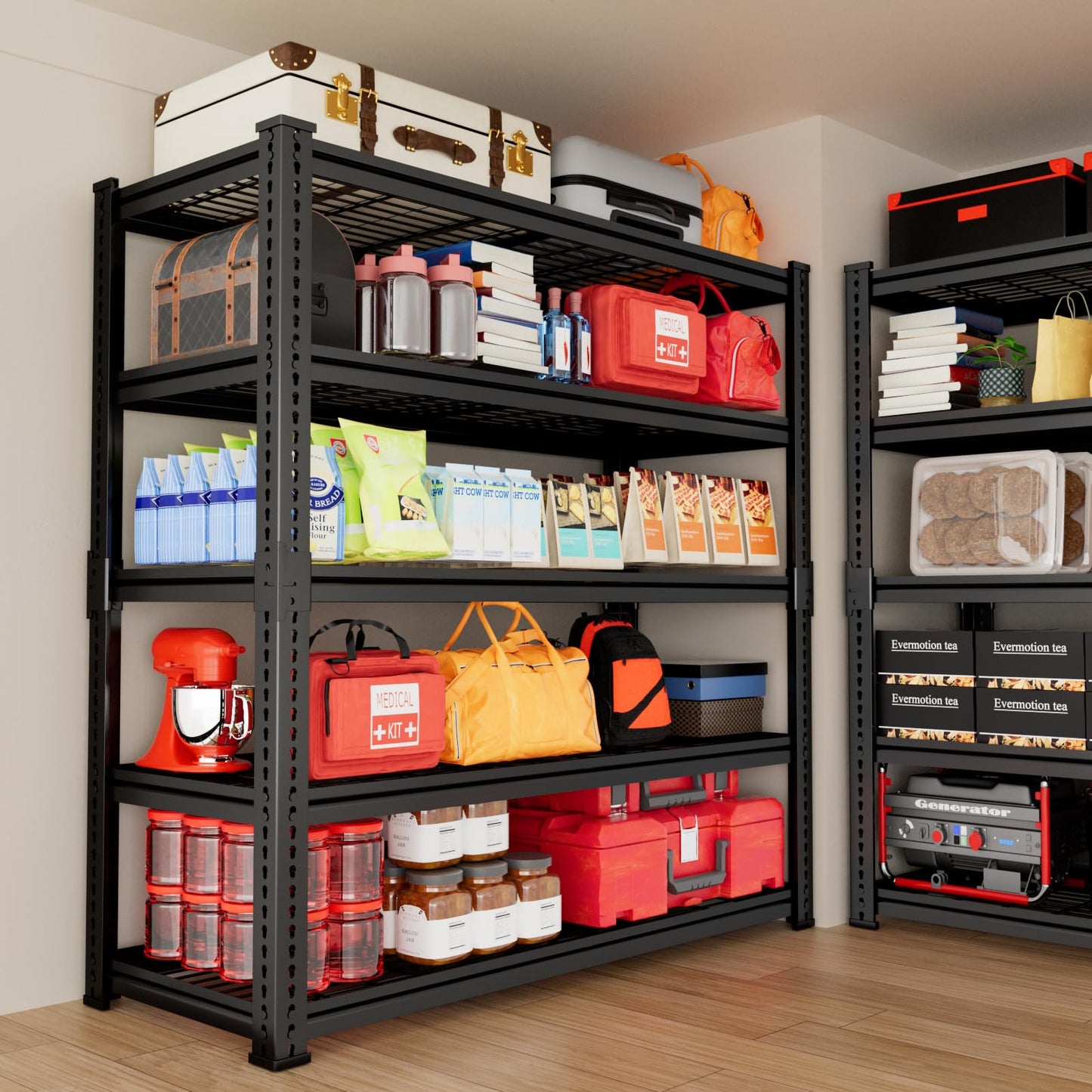 Storage Shelves, Garage Shelving Heavy Duty 2500 LBS Capacity, 40"L x 18"W x 72"H Adjustable Metal Shelving Organizer Wire Rack, 5 Tier Utility Shelf Unit for Pantry Closet Warehouse Organization