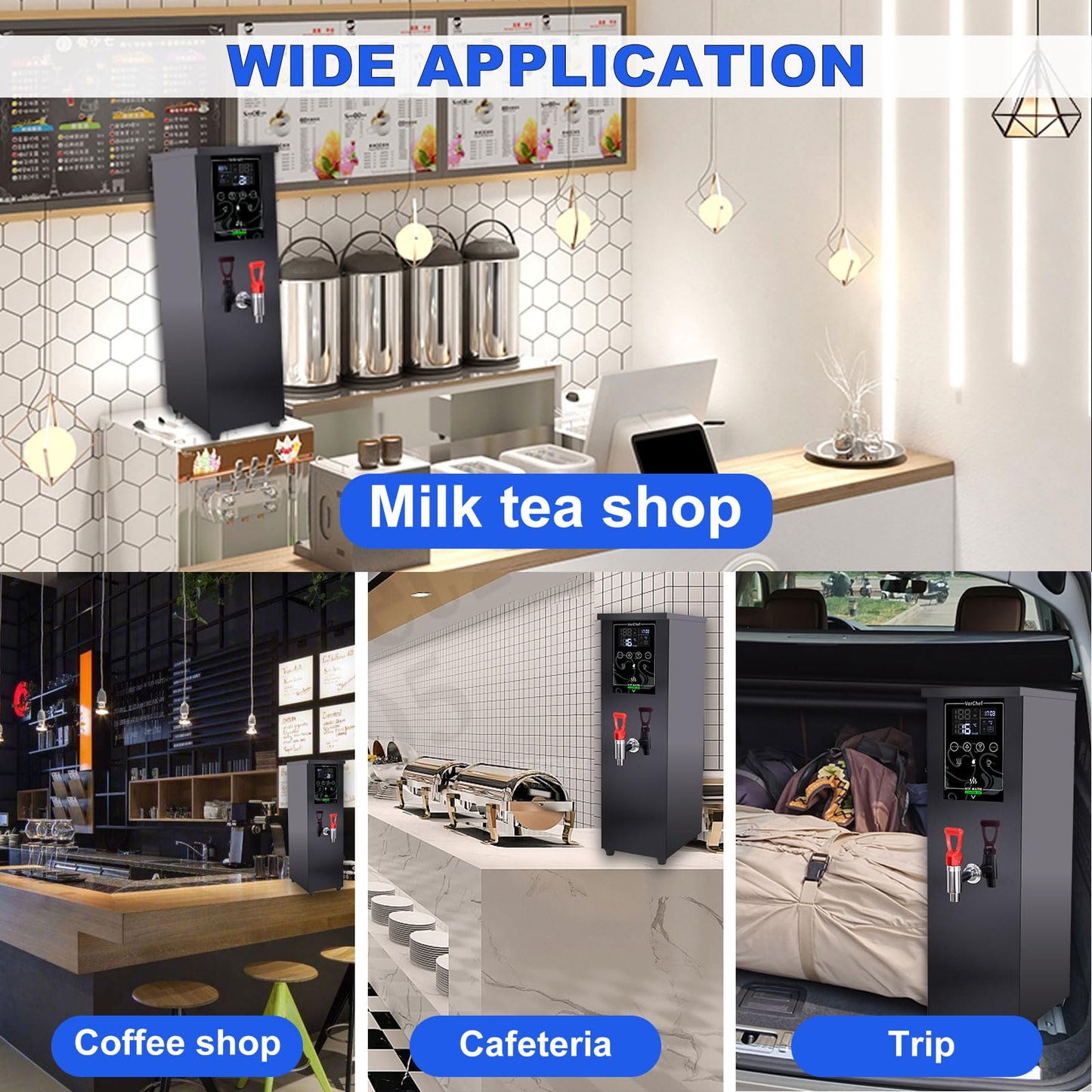VorChef Commercial Water Boiler Eletric Commercial Hot Water Dispenser Automatic 2500W Heating for Tea Coffee Shop (M)