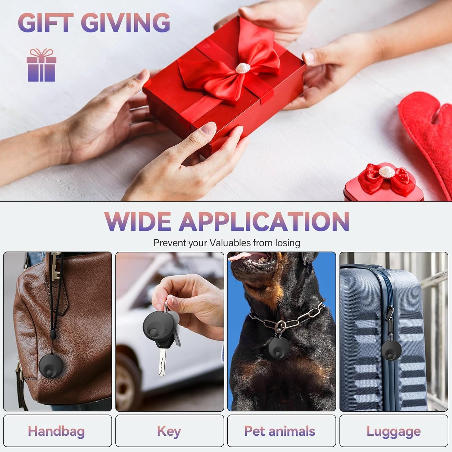 Valueest IP67 (4 Pack) Smart Tracker Tag, GPS Item Finder Compatible with Apple Find My, Waterproof Track Locator