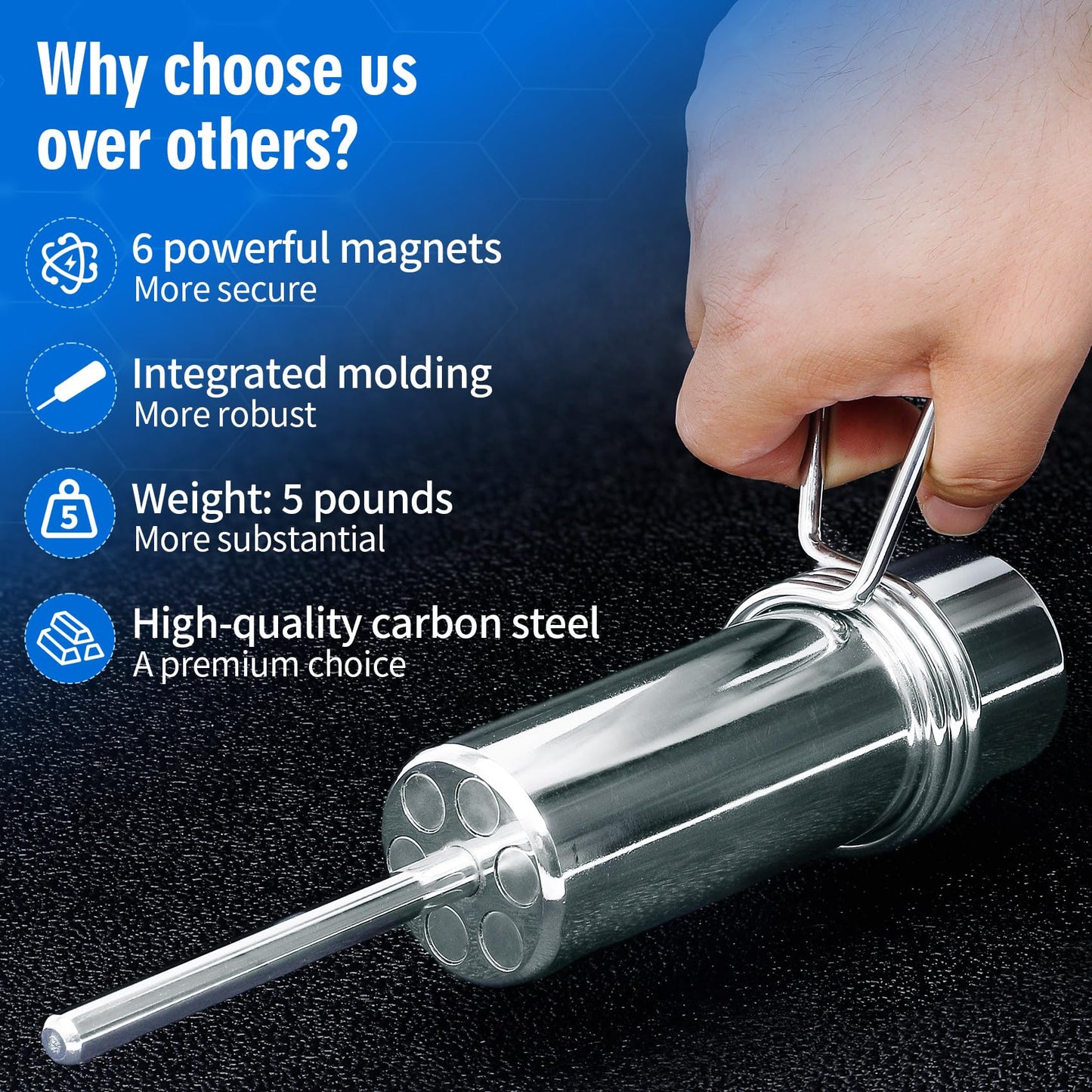 YSVORTOT Weight Stack Pin Extender for Cable Machine & Home Gym | 8mm & 8mm Diameter | Heavy-Duty Steel Construction | Magnetic Safety Design | Adds Up to 100 lbs Extra Weight