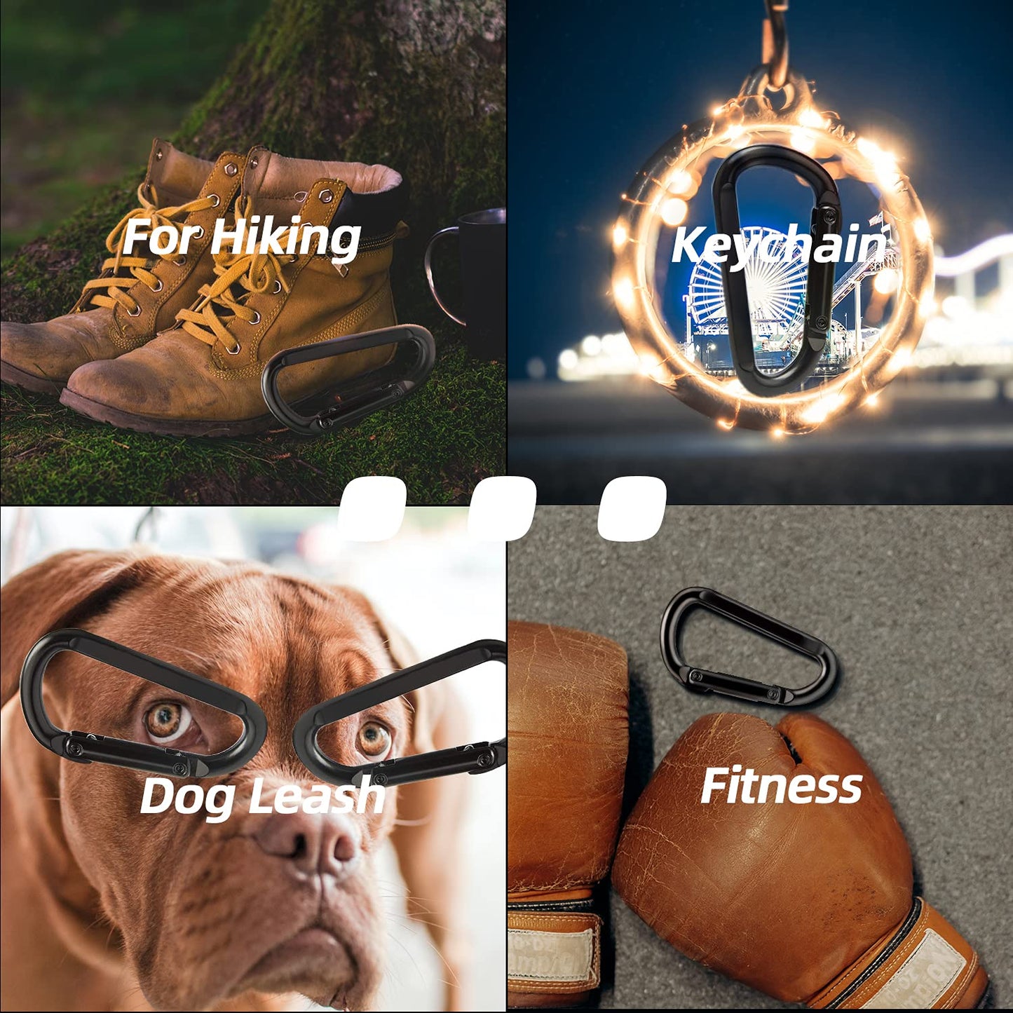 EZYA Carabiner Clip, 860lbs, 3" Iron Heavy Duty Carabiner, D Shape Hook - Hammocks, Camping, Hiking Accessories, Keychains, Caribiniers for Dog Leash, Yoga Swing, Gym etc, Black, 6pcs
