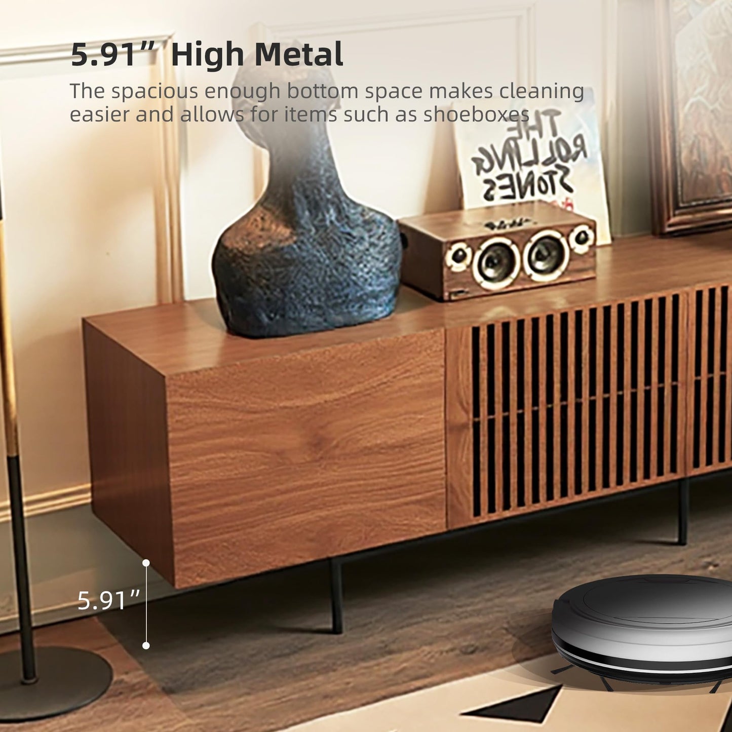 gaoyangjiaju 94.48" Mid Century Modern TV Stand for TVs up to 70"-90",Tv Console with 4 Storage Cabinets, Media Furniture for Living Room or Bedroom,Walnut