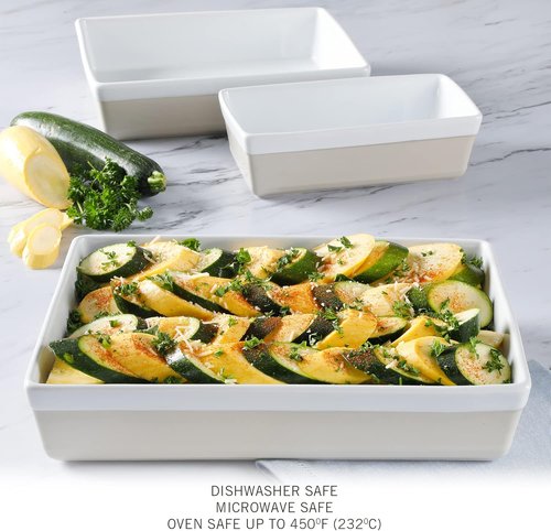 Martha Stewart 3-Piece Stoneware Bakeware Set - Durable Oven-Safe Baking Dishes in Grey