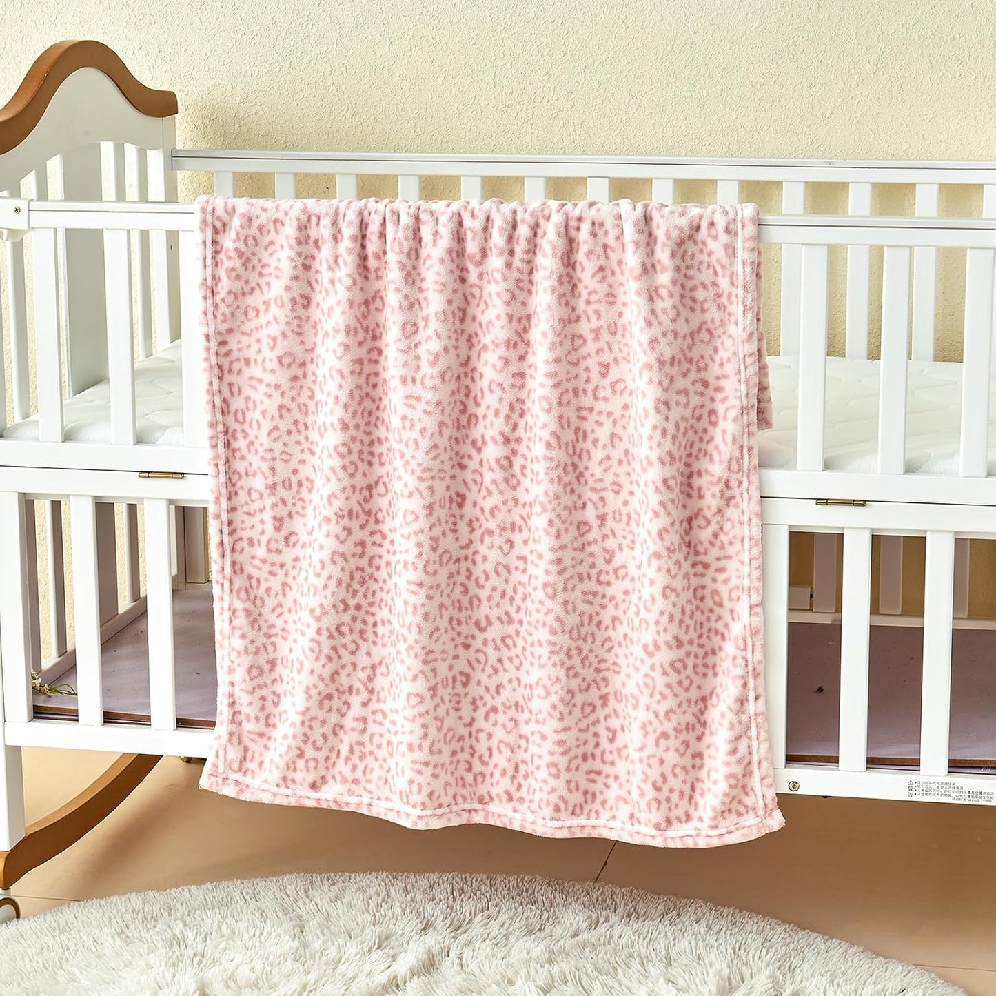 Yurhap Leopard Print Baby Blanket - Ultra Soft Cozy Fleece for Girls | 30"x40", Light Pink