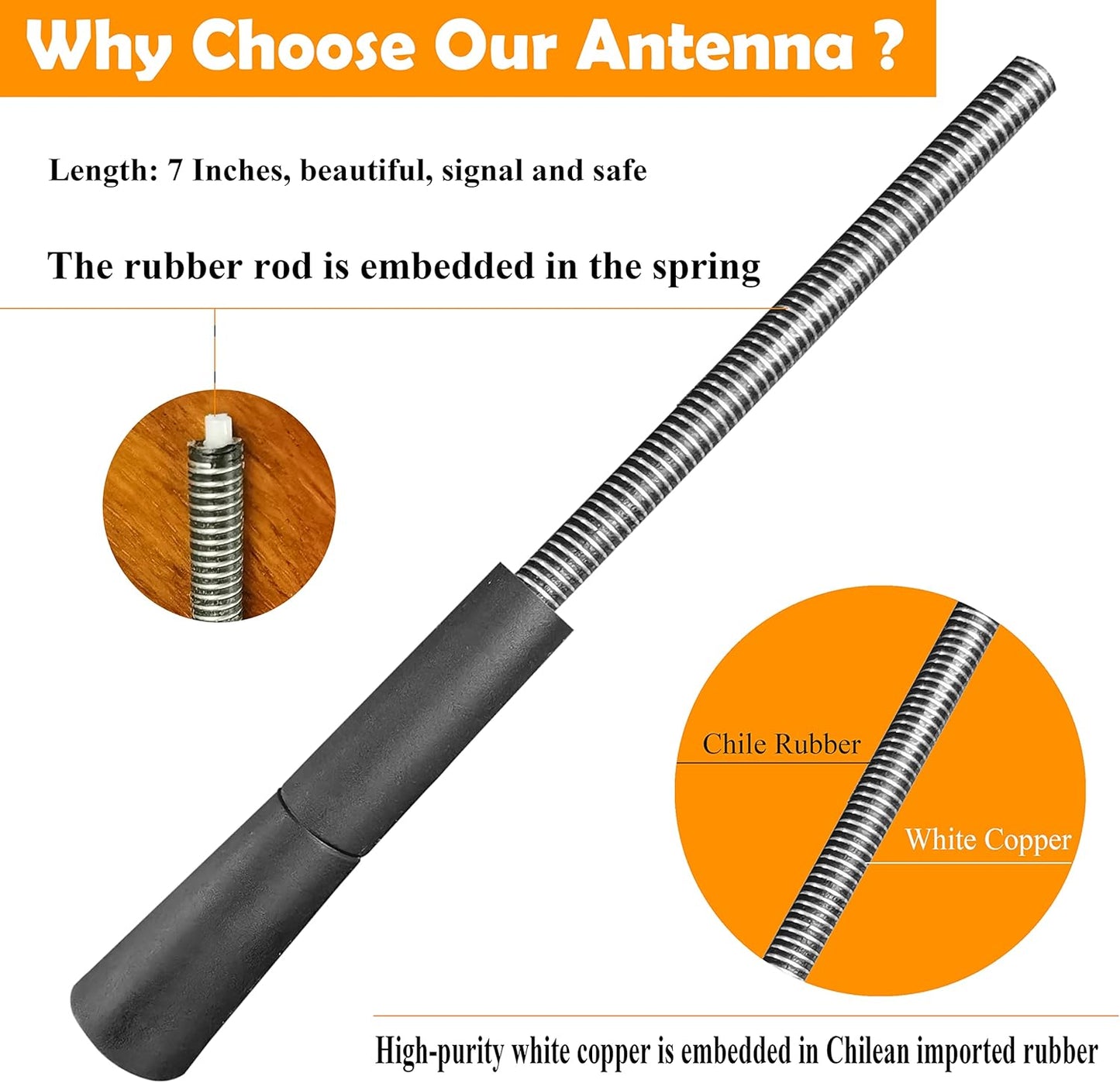 RooFox 7 Inch 3 (2004-2018), 3 Antenna Replacement for Mazda Mazda Antenna, Flexible Rubber Antenna Mast