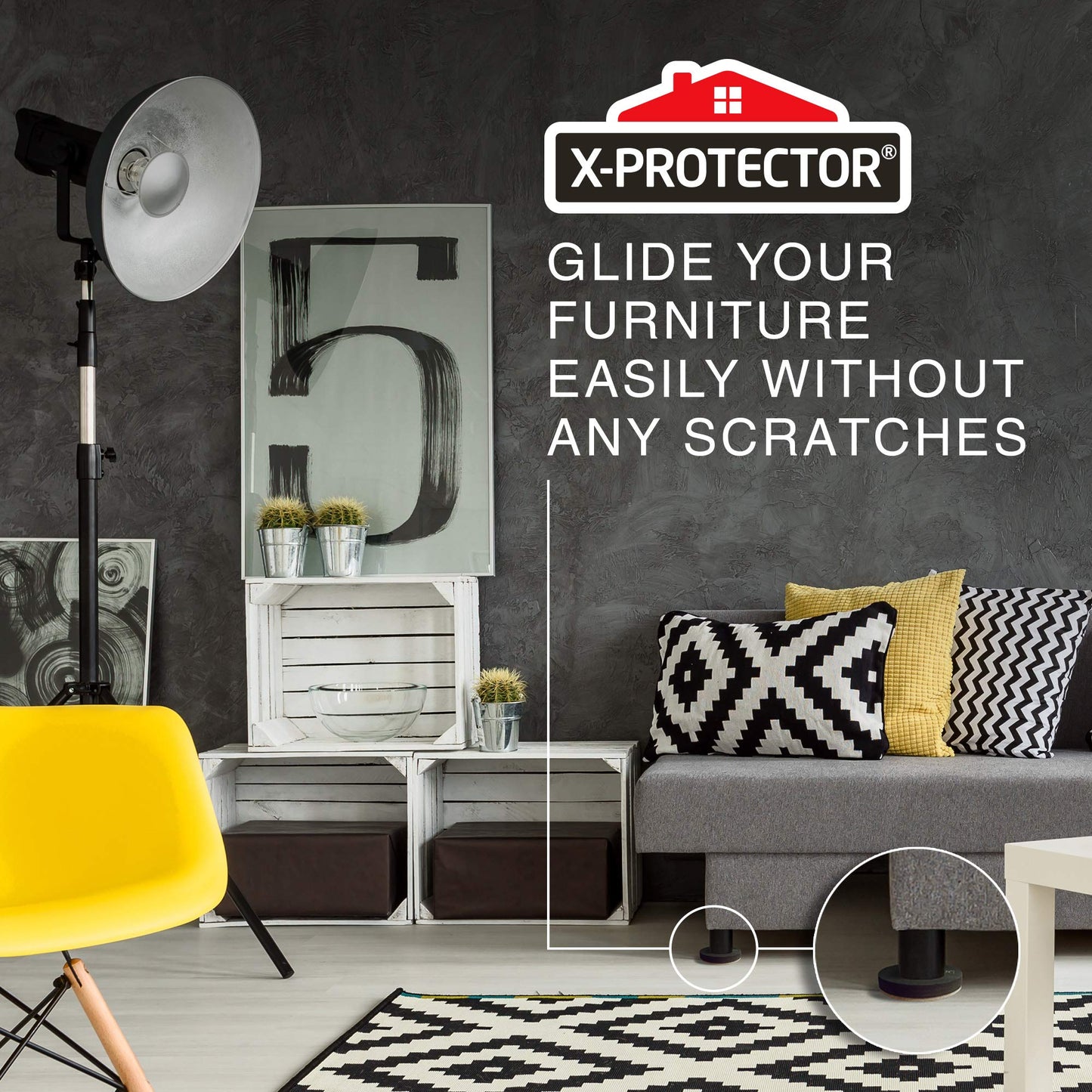 Felt Furniture Sliders Hardwood Floors X-PROTECTOR β 24 PCS 2 1/2 inch Furniture Sliders β Heavy Duty Felt Sliders Hard Surfaces β Move Your Furniture Easily & Safely!