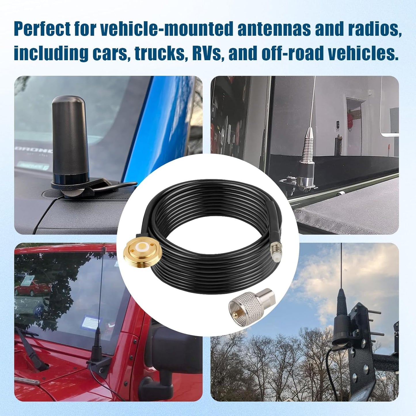 10FT PL-259 RG58 XRDS -RF NMO to FME Female Antenna Coaxial Cable with (UHF Male) Adapter, Low Loss Coax Cable