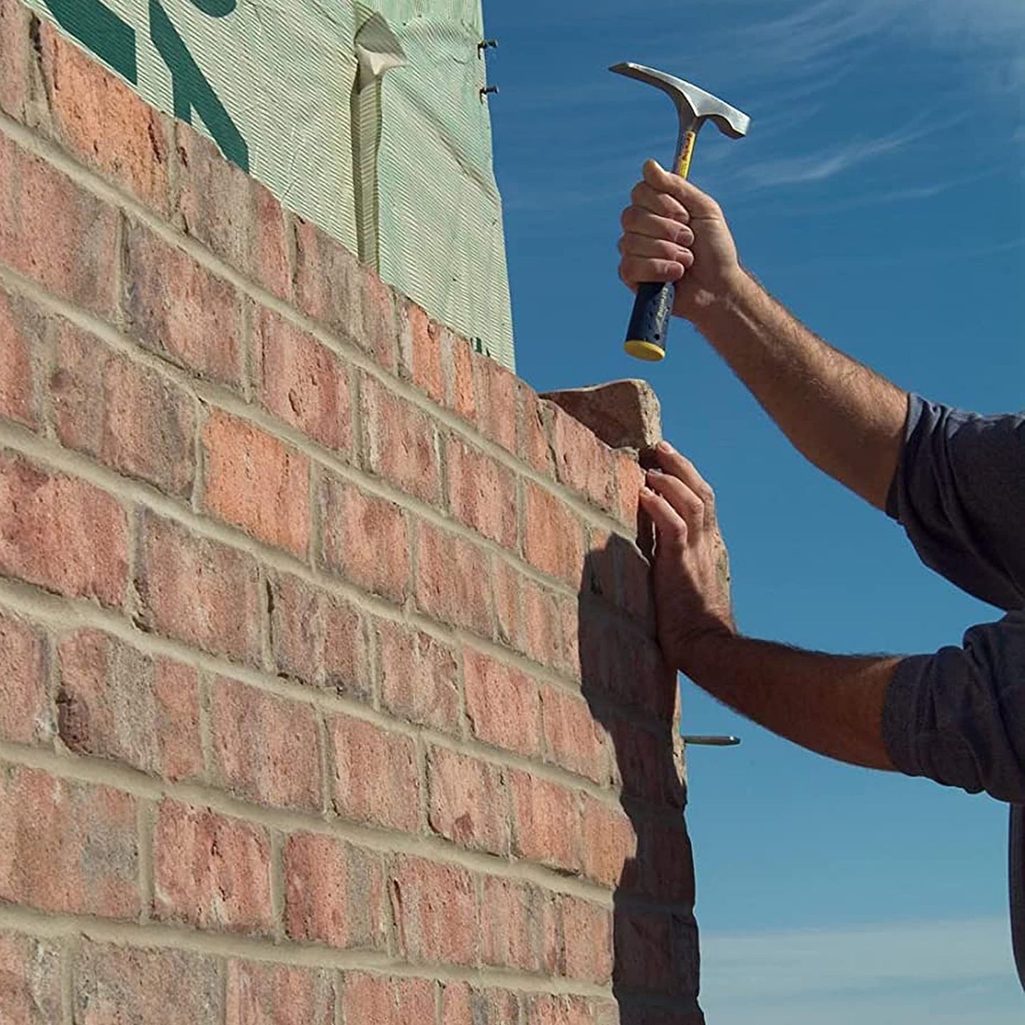 ESTWING Bricklayer's/Mason's Hammer - 16 oz USA Made Masonry Tool with Forged Steel Construction & Shock Reduction Grip - E3-16BLC